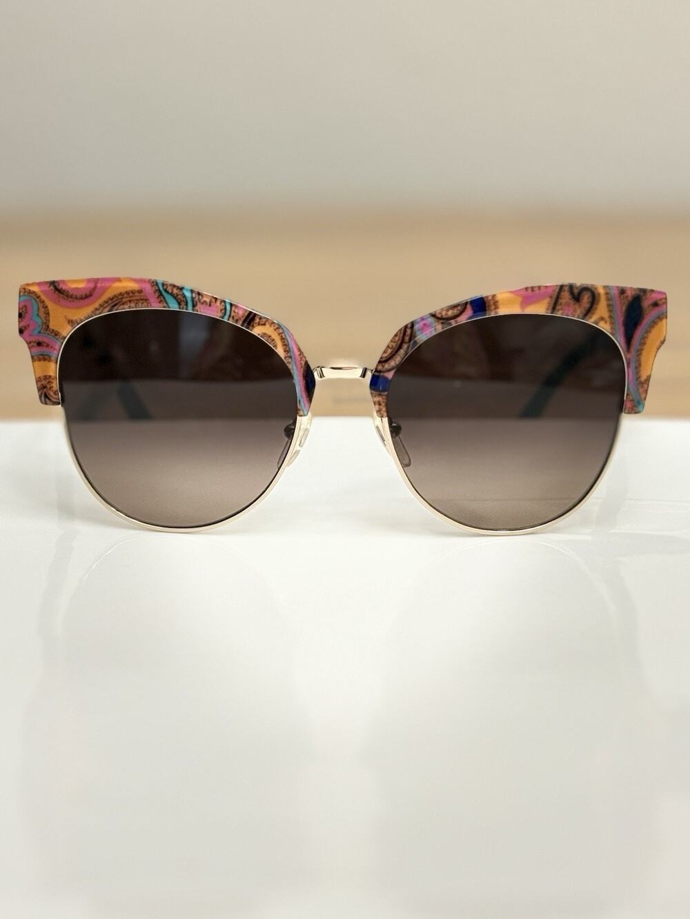 ETRO ET108S 800 Women’s Cat Eye Sunglasses Brown/Orange Paisley 54-18-140 IItaly